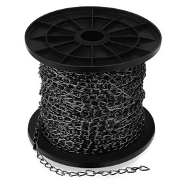 Yaocom 100 ft Galvanized Steel Hanging Jack Chain Metal Black Chain Roll Spool for Light Fixture, Bird Feeders, Overhead Lights, Artworks, Flowerpots (1.3mm)