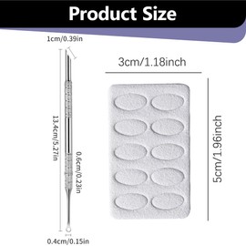 OUDQFCJ 1 Stück Doppelkopf Nagelhautschieber Edelstahl Manikürestäbchen mit 50pc Schleifpapier, Nagelhaut Löffel Schieber, Tote Haut Gabelentferner für Maniküre und Pediküre, Nagelkunst