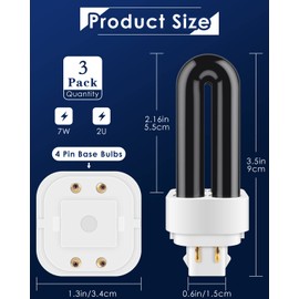PACETAP 3 Pack 41050 7W Replacement Bulbs Compatible with DT1050 DT1100 DT1250, 1/2 Acre Replacement Bulb U Shape Replacement Bulbs Light
