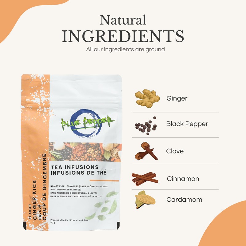 Blue Pepper Ginger Kick Tea Infusion Blend - Premium Ginger