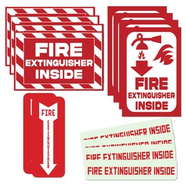 Pack 8 Pcs Fire Warning Signs Extinguisher Inside Sticker for House Indoor Outdoor Window Business Store Caution Labels Bumper Stickers Removable Vinyl Decals Home Accessories