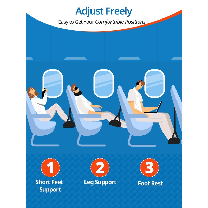 SARISUN 2 Pack Airplane Foot Hammock, Portable Travel Feet Rest