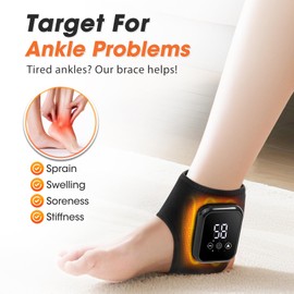 Cordless Ankle Heating Pad, Ankle Massager with Heat, FSA Eligible Items List Foot Heating Pad, Rechargeable 3 Vibration and Heating Modes, HSA Approved Products Only