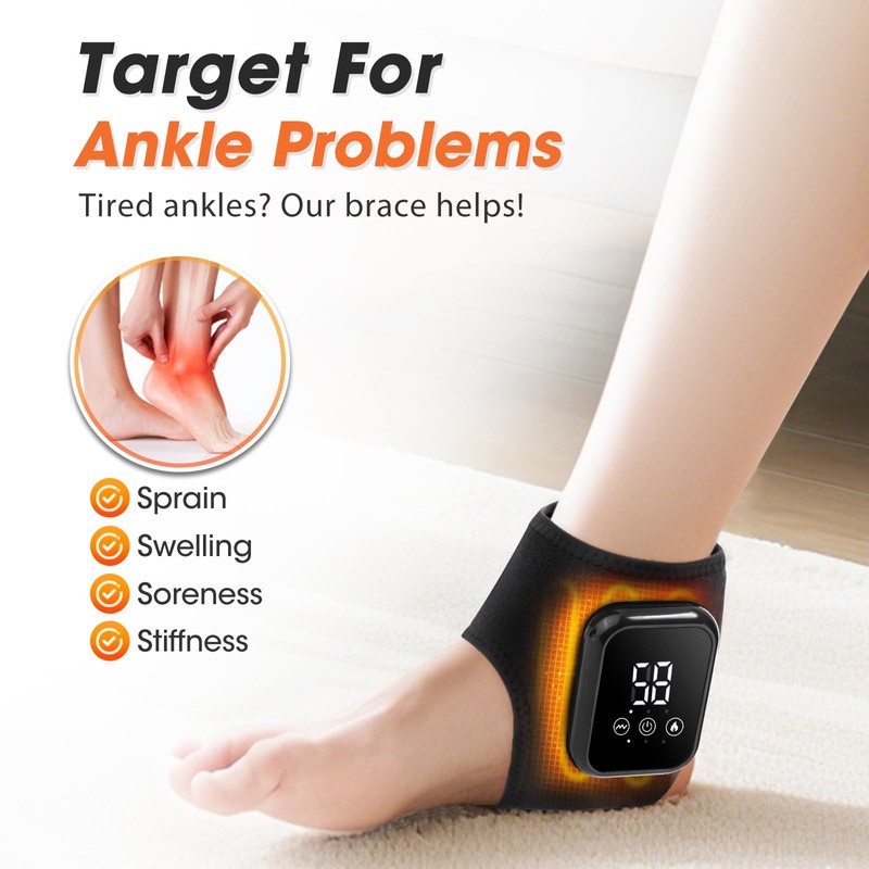 Cordless Ankle Heating Pad, Ankle Massager with Heat, FSA Eligible