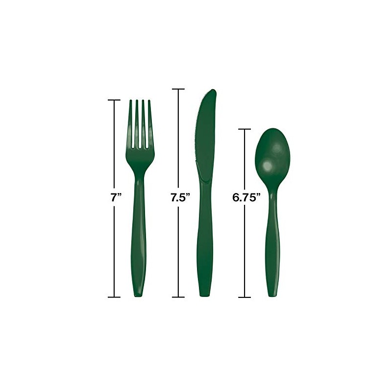Trendware Hunter Green Plastic Assorted Cutlery, Serves 24