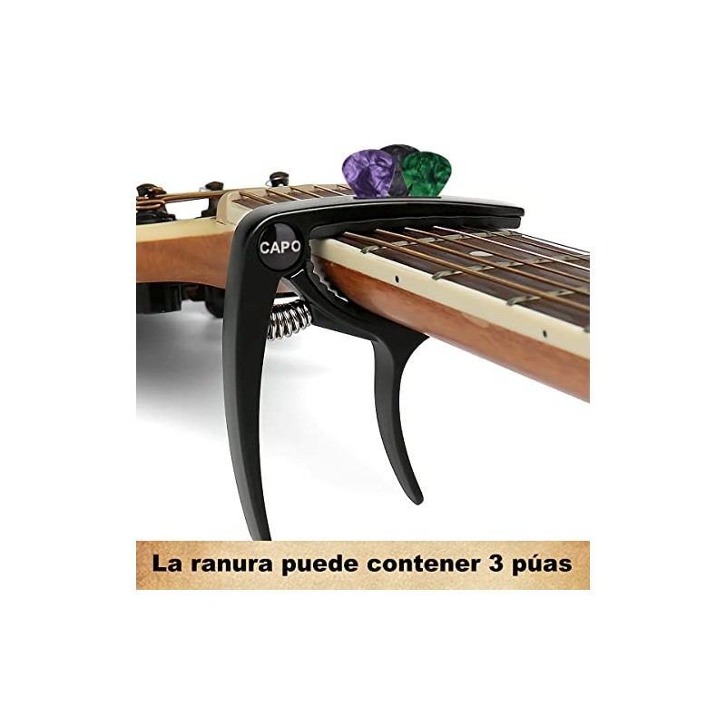 Afinador para Guitarra Juego de 11 Piezas,con Ranuras（Capo guitarra*1+Puas para