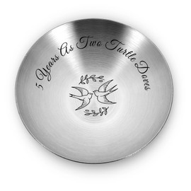 Two Turtle Doves Ring Dish - 5 Year Anniversary Tray Gifts for Him Her,5th Wedding Anniversary Steel Gifts for Wife Husband Couple,Fifth Wedding Gift for Women Men,Religious Marrige Gift for Valentine