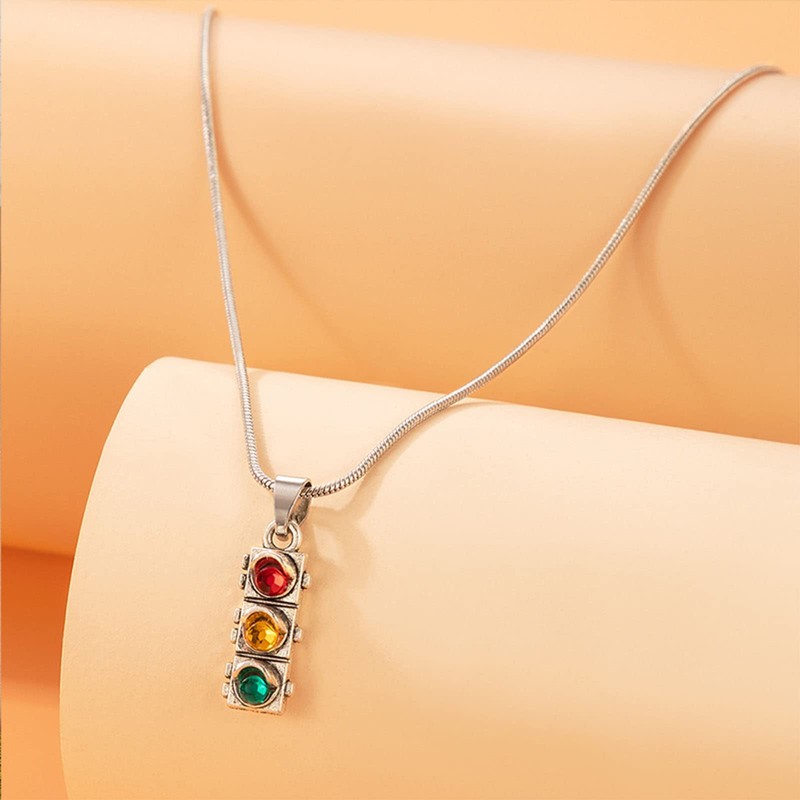 Inateannal Round Snake Chain Necklace Colourful Diamond Bar Pendant Necklace