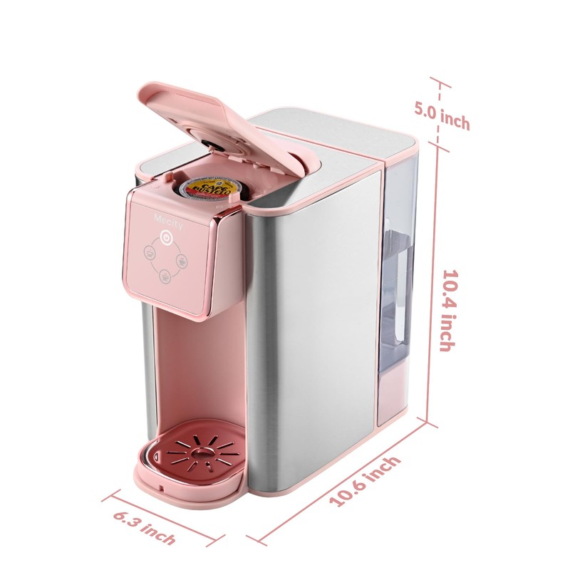Mecity Pink Coffee Maker 3-in-1 Single Serve Coffee Machine, For