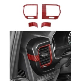 Savadicar Red Carbon Fiber Interior Accessories - Ac Vent Trim Cover for Ford F150 (2021-present) - Premium Texture Interior Decor Upgrade Option, 4-Piece Set
