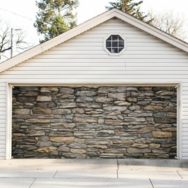 ChloropLastid Vintage Stone Brick Wall Party Garage Door Decoration Stone Brick Wall Texture Home Decors Indoor Outdoor Background Decor Banner Cover 16x7ft