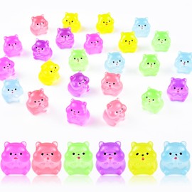 24 Pieces Luminous Mini Hamster Resin Animals for Dollhouse Fairy Garden Birthday Decorations