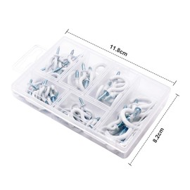 Kioiner Screw Hook Set, 70 Pieces Ceiling Hooks, 6 Sizes Hook Screws, Vinyl Coated Wall Hooks for Screws, Cup Hooks Screws, for Hanging Keys, Cups, Flower Pots, White