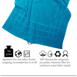 Lashuma Terry Cloth Doormat 50 x 70 cm Linz Bath Mat Washable Fluffy Petrol Blue