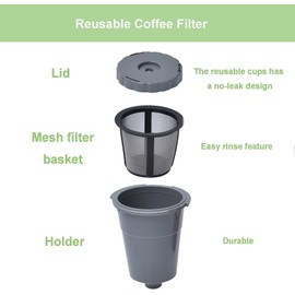 Reusable Coffee Filter Compatible with Keurigg My K Cup B30 B40 B50 B60 B70 K10 MINI Plus K15 K40/45 K55 K60/65 K70/75/79 Series 5048 Old Mode Grey by Podoy (3 Pack)