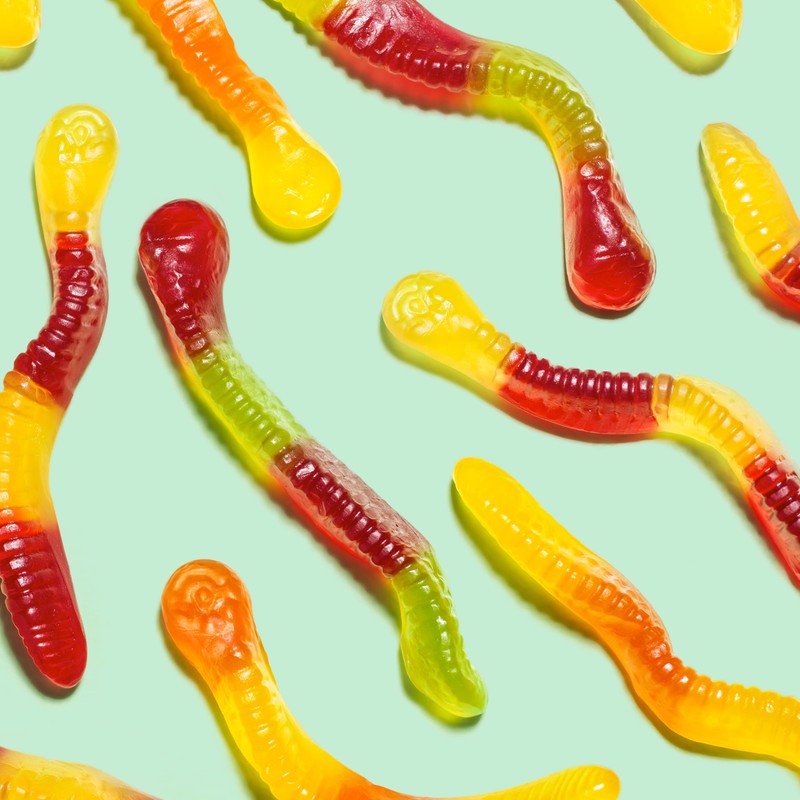 Black Forest Gummy Worms Candy, Made With Real Fruit Juice,