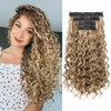 REECHO Curly Hair Extensions, 4PCS 20 inch Clip in Hair