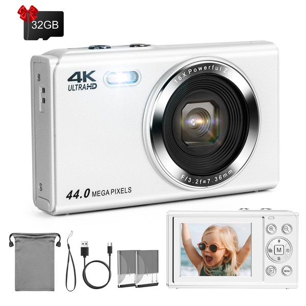 SOPPY Digital Camera,Vlogging Camera with 32G Memory Card,FHD 1080P 44MP