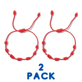 ICOX (2 PACK) 7 Knots Rope Buddhistic Lucky Red String Amulet Bracelet Kabbalah Gift.