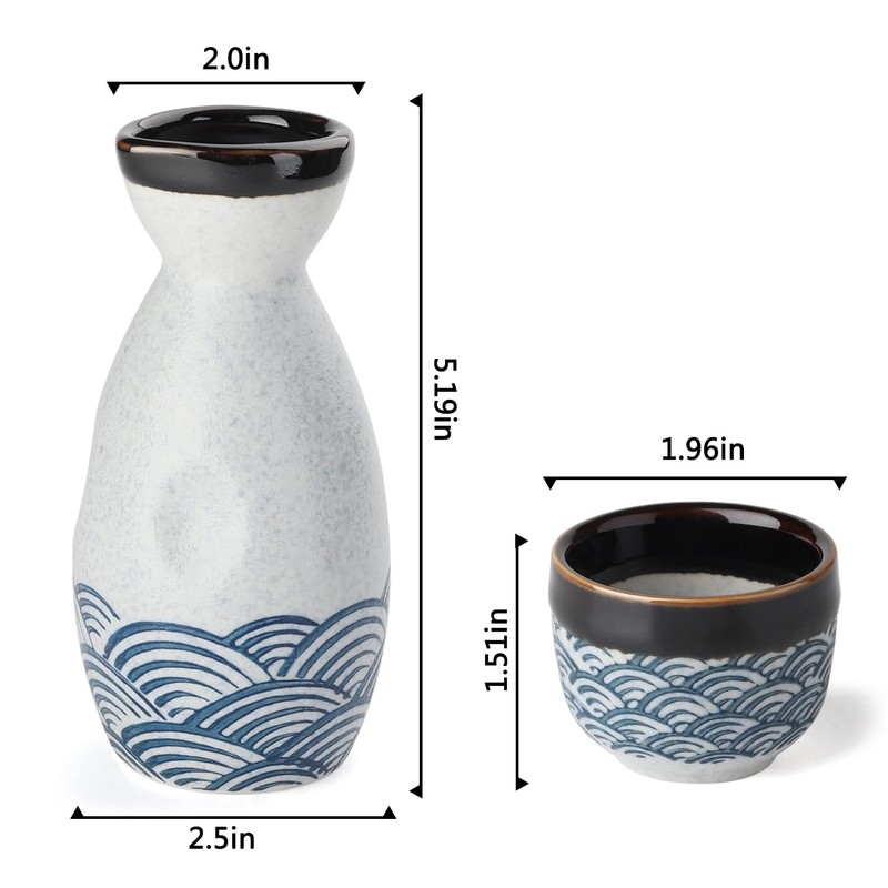 Sake Set Ceramic Japanese Sake Set of 7 include 1