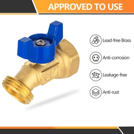 2-Pack HeSun Outdoor Hose Bibb Faucet/Valve,1/4-Turn Garden Spigot,3/4" Female NPT Inlet x 3/4" Male Hose Thread (GHT) Outlet,Blue(SILLCOCK042-2)