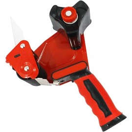 WELSTIK Packing Tape Dispenser Gun, Strong Tape for Packing Boxes for Moving House, Sealing Parcel Boxes, Red, 50mm Width