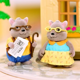 Li'l Woodzeez WZ6712Z Large Battat Tiere Bustleberry Squirrel Family with Grandparents – 7pc Set with Miniature Figurines – Animal Toys and Accessories for Kids Age 3+, Multicoloured