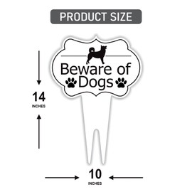 Beware of Dog Yard Warning – Rust-Free Aluminum Security Sign with Stake, 10x14 Inch, Not Responsible for Injury