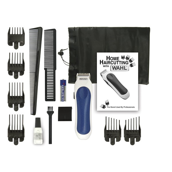 Wahl 9307-1101 Cordless Mini Pro 14 Piece Touch-up and Trim Haircutting Kit, White/blue