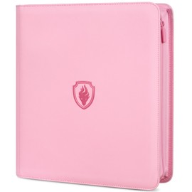 Premium Zip Card Binder 12 Pocket, Fabmaker 912 Pockets Trading Card Binder, PU Zipper Card Collection Album, Sturdy Side-Loading Card Book Holder for MTG, TCG, Game Cards, Sports Cards, Pink