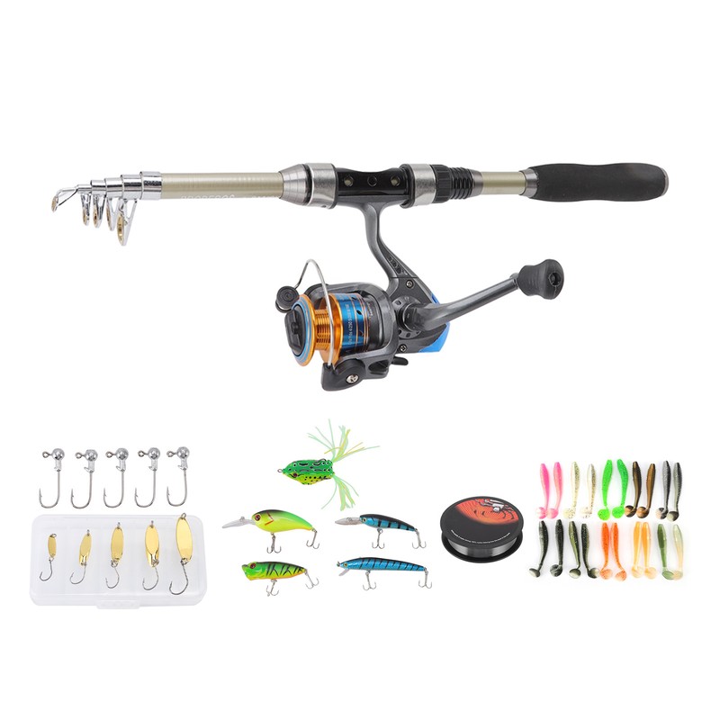 Fishing Pole Kit Carbon Telescopic Portable Durable Lure Rod Set