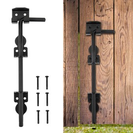 Gezen 12" Cane Bolt Gate Drop Rod Heavy Duty Gate Latch for Wooden Fences Metal Gates Doors Stopper Hardware Holding Gate to The Ground, Black Finish, 2 Pack