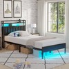CLIBFENG Twin Bed Frame with Headboard,Classic Metal Platform Bed Frame-LED