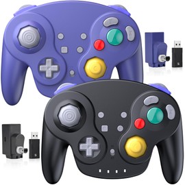 2 Pack 2.4 GHz Wireless NGC Switch Online Controller, GameCube & USB Receiver, Compatible with GameCube/Switch, Windows PC iOS Mac Raspberry Pi Steam (Rechargeable) (Plug and Play) (Vibration)