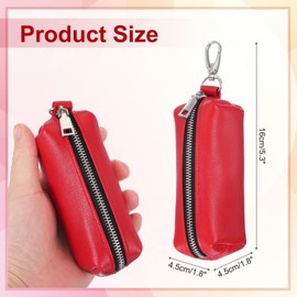 uxcell Leather Coin Purse, Leather Car Key Holder Bag Hand-held Change Purse Keychain Pouch Small Coin Pouch with Key Ring for Women and Men, Red