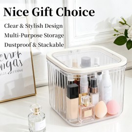 THMINS - Paquete de 2 accesorios para el cabello para niñas, caja de almacenamiento transparente con tapa para clips de pelo para niños, corbatas, lazos y joyas, contenedor apilable a prueba de polvo