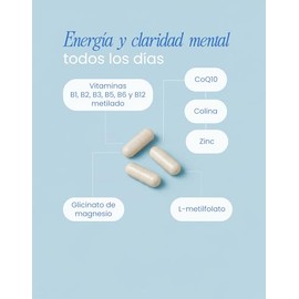 NutriADN B Complex | Complejo B Metilado con Coenzima Q10, Magnesio, Colina y Zinc | Apoyo Energético, Mental y Cognitivo | 60 Cápsulas
