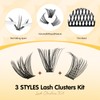 QUEWEL Lash-Cluster Kit 176Pcs D Curl Mixed 3 Styles Eyelashes-Individual