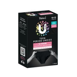 U By Kotex Thinx Period Undies Teen Heavy Black Size 10-12