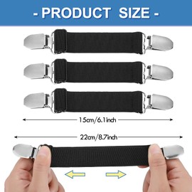 Eurzom 6 Pcs Pant Waist Tightener Waist Cinch Clip Belt Adjustable Elastic Sandal Straps Pant Clip Women Men(Black)