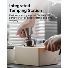 Espresso Knock Box, Durable ABS Coffee Grounds Dump Bin, Anti-Slip Base Barista Accessory, Easy to Clean Coffee Puck Container with Tamping Stand for Home Kitchen, Beige