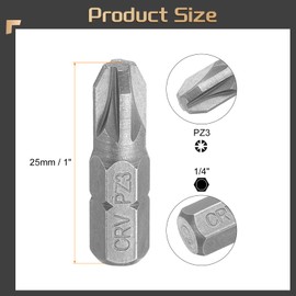 sourcing map 2pcs PZ3 Screwdriver Bits 1/4" Hex Shank Magnetic Head 1" Length CR-V Steel Phillips Slotted Drill Bits for Repair Work Electric Screw Driver