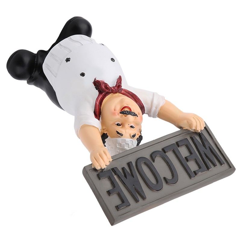 Restaurant Resin Cute Chef Figurine Miniature Statue Ornaments Welcome Board