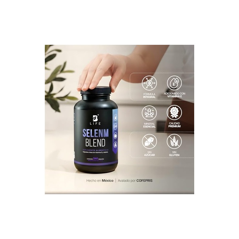 Selenio de 240 Cápsulas. Ingredientes naturales: con Vitamina E para
