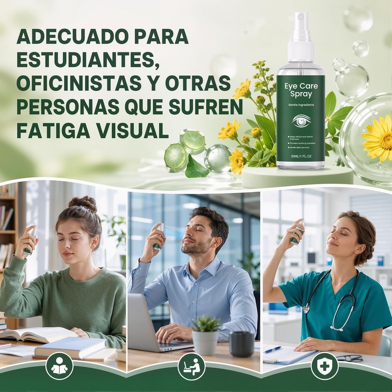 2PCS Spray Ocular de Luteína, Spray Hidratante Suave, 30ML*2