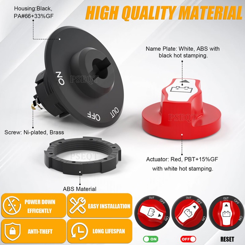 PSEQT 2Pcs Battery Disconnect Switch, Master Cut Shut Off Isolator