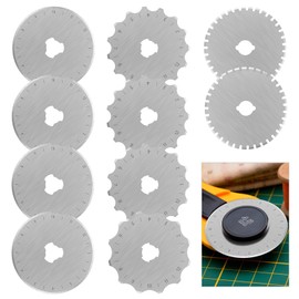 Fxvhojq 10Pcs Crochet Edge Rotary Cutter Blade Set 45mm Perforating Rotary Blade 12/15 Teeth Crochet Skip Blade Rotary Cutter Replacement Skip Stitch Rotary Blade Dotted Line Rotary Blade(silver)