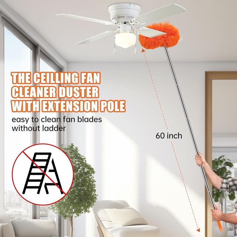 CALBEAU Ceiling Fan Cleaner Duster with 60 inch Extension Pole,