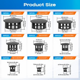 305Pcs Plastic Plug for Round Holes 9 Sizes Nylon Plastic Hole Plugs 1/5" 1/4" 5/16" 3/8" 1/2" 5/8" 3/4" 7/8" 1" for Furniture Cabinet Distribution Box