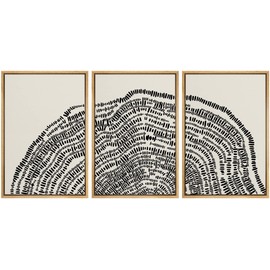 SIGNLEADER Framed Canvas Print Wall Art Set Duotone Geometric Wood Tree Ring Collage Abstract Shapes Illustrations Modern Art Boho Decorative for Living Room, Bedroom, Office - 16"x24"x3 NATURAL